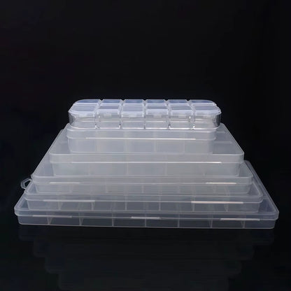 6-32 Compartments Plastic Storage Box Organizer Jewelry Container with Dividers for Beads Art DIY Crafts Sewing Jewelry Supplies